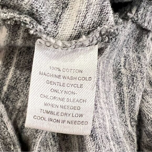 LOFT Gray Striped Cotton Tunic Top Cowl Neck Cap Sleeve Drawstring Waist Small - Picture 10 of 10